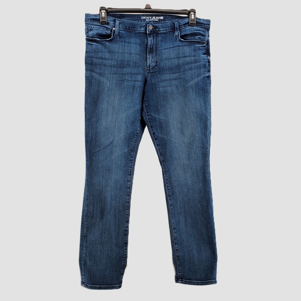 DKNY Jeans City Ultra Skinny Womens Size 14 Medium Wash Blue Stretch Denim Pants